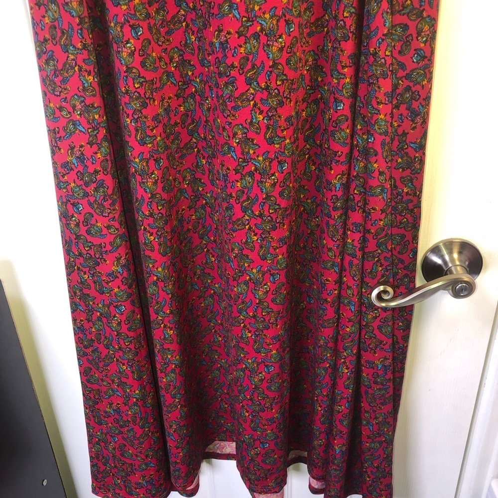 LuLaRoe Red Floral Maxi Skirt - Picture 7 of 12